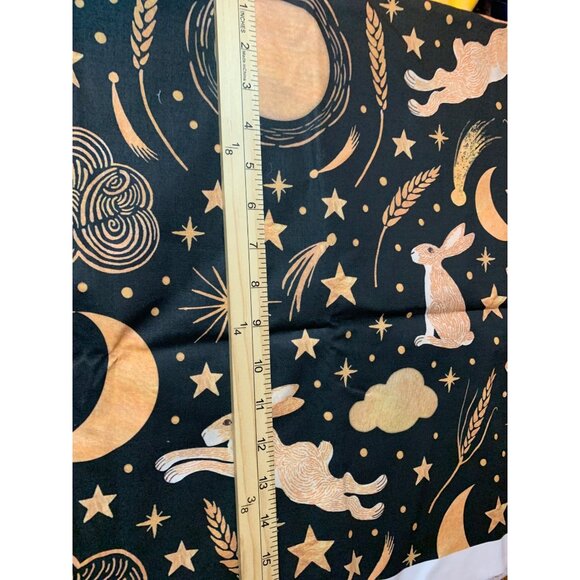 Whimsical Celestial Rabbit Pattern Fabric By Cat Hayward 1 yard x 43 inches - Picture 3 of 7